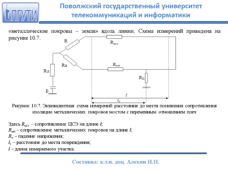 «металлические покровы – земля» вдоль линии. Схема измерений приведена на рисунке 10.7.  